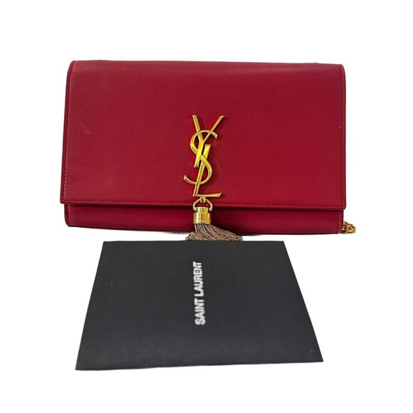Saint Laurent Paris Kate Medium Tassel Shoulder Bag Red - Picture 1 of 9